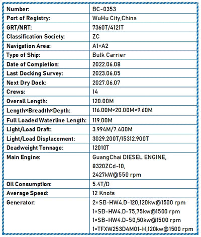2022 Built 12000 DWT Bulk Carrier For Sale