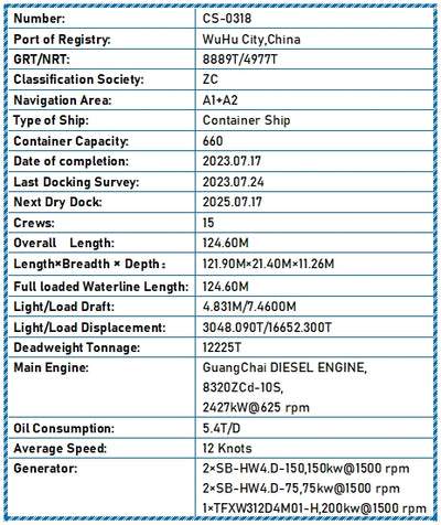 2023 Built 12000 DWT 660 TEU Container Ship For Sale