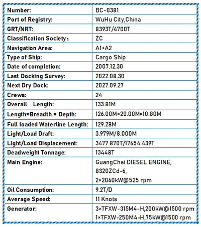 2007 Built 13500 DWT Dry Cargo Ship For Sale