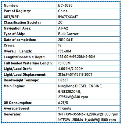 2010 Built 12000 DWT Bulk Carrier For Sale