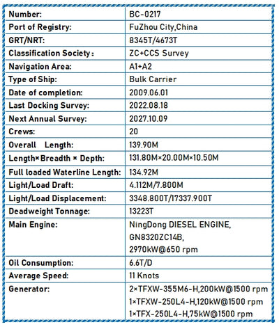 2009 Built 13000 DWT Cargo Ship For Sale
