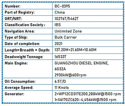2021 Built 16500 DWT Bulk Carrier For Sale