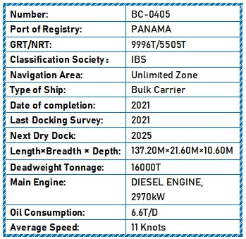 2021 Built 16000 DWT Bulk Carrier For Sale