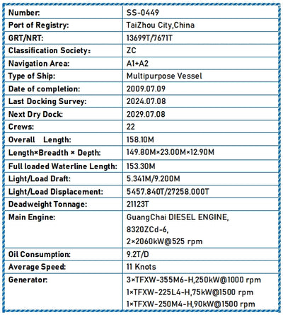 2009 Built 21000 DWT Multipurpose Vessel For Sale