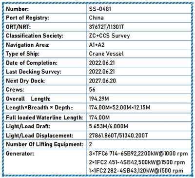 2022 BuiltCrane Vessel For Sale