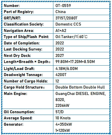 2022 Built 4200 DWT Oil Tanker For Sale