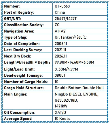2006 Built 3800 DWT Oil Tanker For Sale