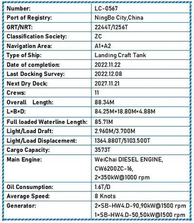 2022 Built 3600 DWT Landing Craft Tank For Sale