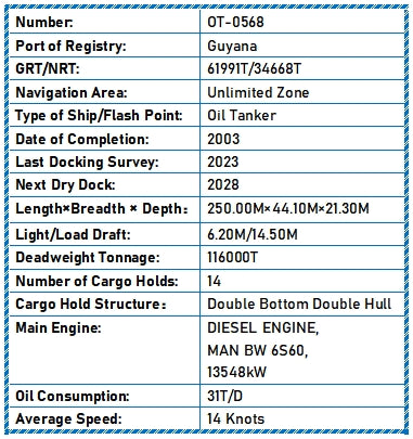 2003 Built 116000 DWT Oil Tanker For Sale