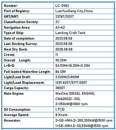 2023 Built 3800 DWT Landing Craft Tank For Sale