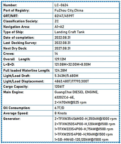 2022 Built 12000 DWT Landing Craft Tank For Sale