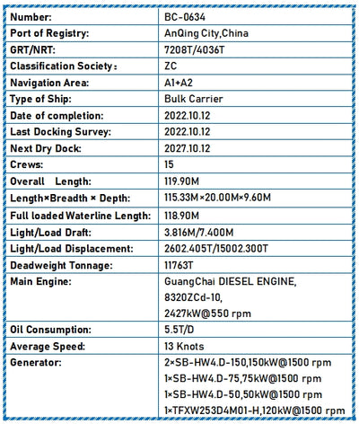 2021 Built 9800 DWT Bulk Carrier For Sale