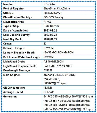2023 Built 50000 DWT Bulk Carrier For Sale