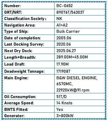 2005 Built 172000 DWT Bulk Carrier For Sale