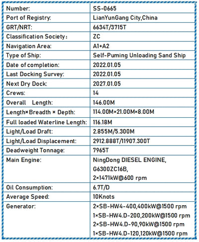 2022 Built 8000 DWT Self-Puming Unloading Sand Ship For Sale