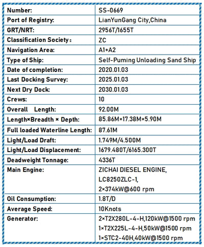 2020 Built 4300 DWT Self-Puming Unloading Sand Ship For Sale