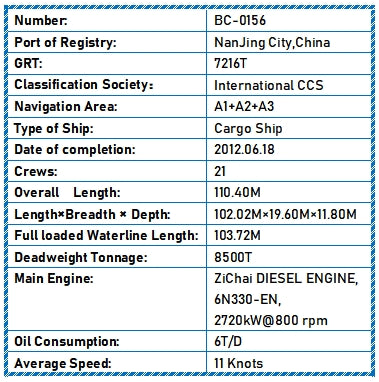 2012 Built 8500 DWT Cargo Ship For Sale