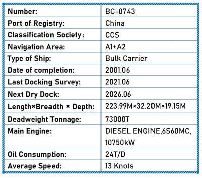 2001 Built 73000 DWT Bulk Carrier For Sale