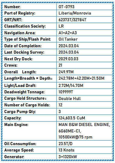 2024 Built 110000 DWT Oil Tanker For Sale
